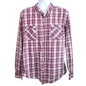 Warp and Weft Plaid Button Down Shirt Size XL Americana Heritage Country Office